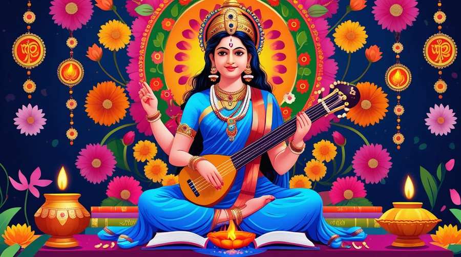 goddess saraswati wallpaper for saraswati puja celebration