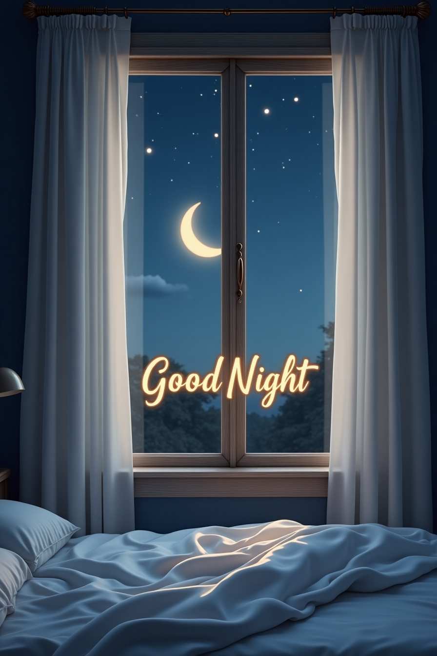 good night wishes with moonlight scenery for status