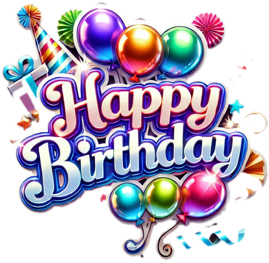 happy birthday text images with colorful balloons free