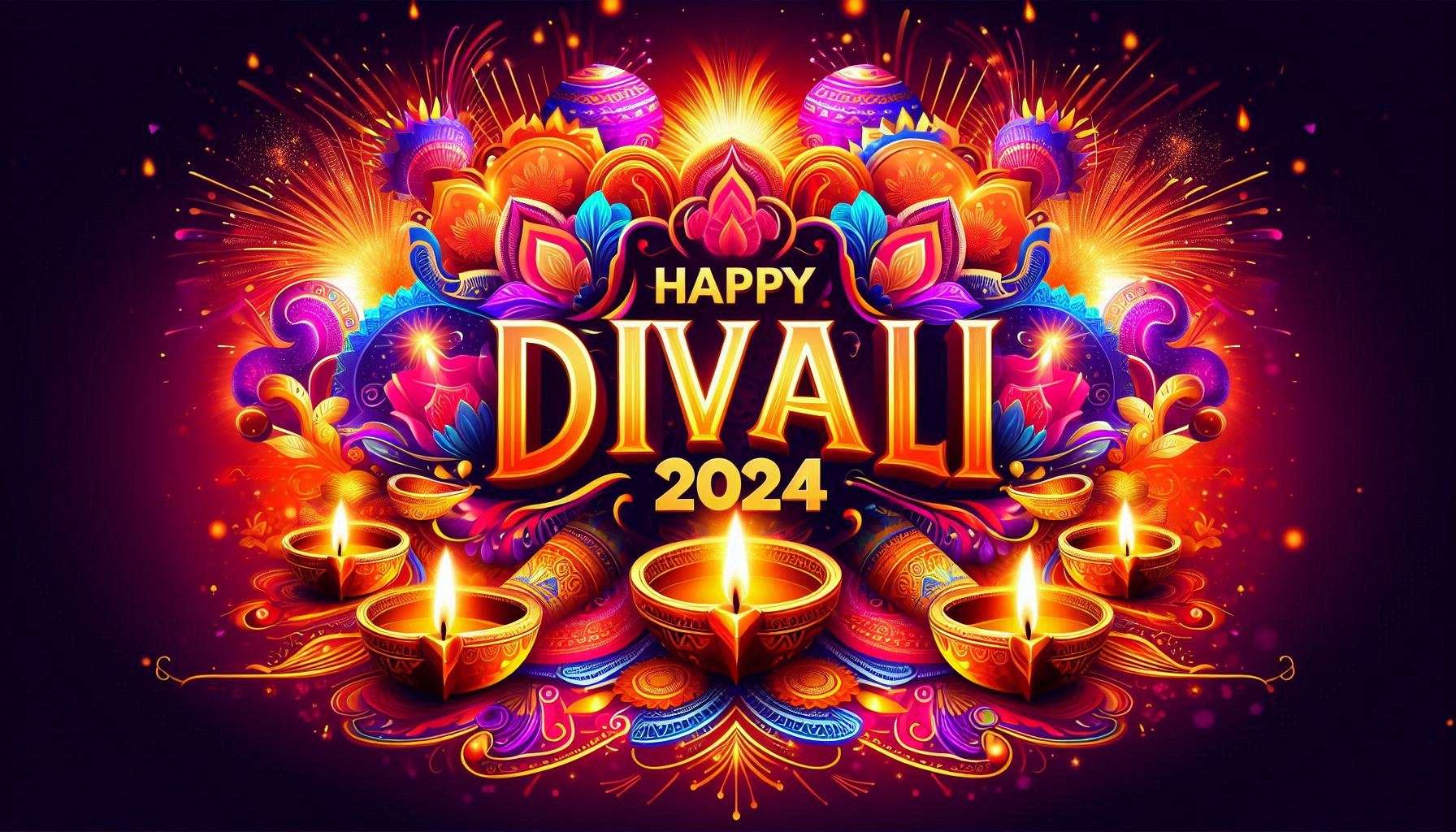 happy diwali 2024 hd images with diya and lamps