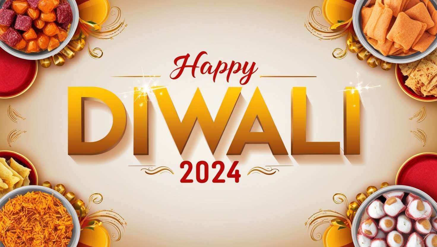 happy diwali 2024 images with festive food and sweets