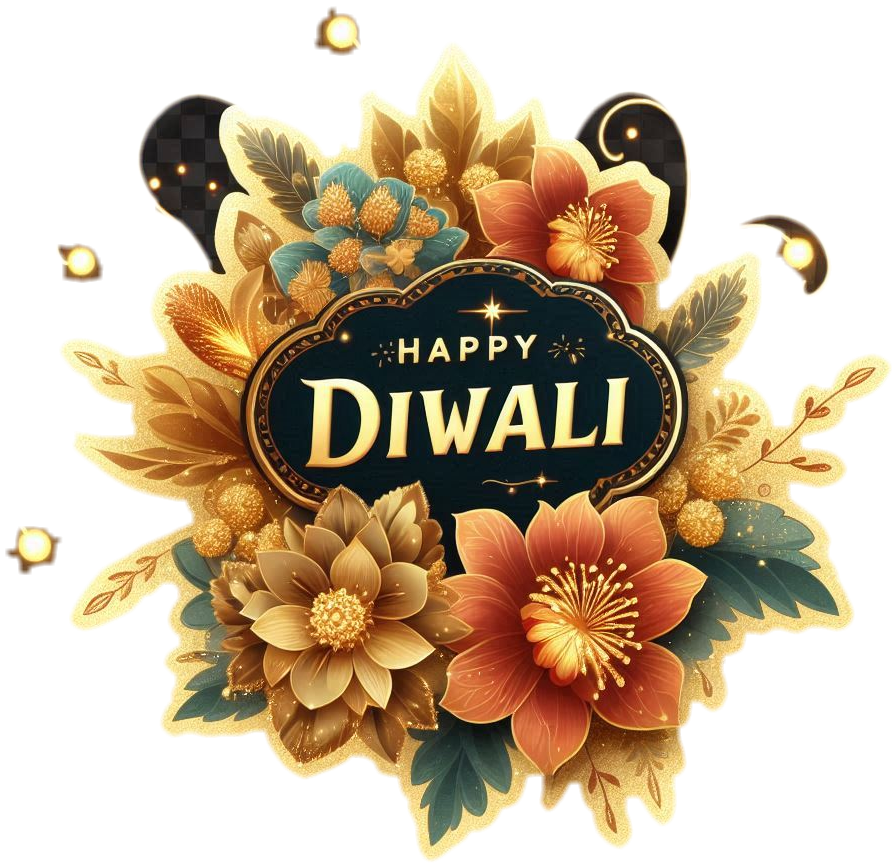 happy diwali text image with colorful fireworks png effects