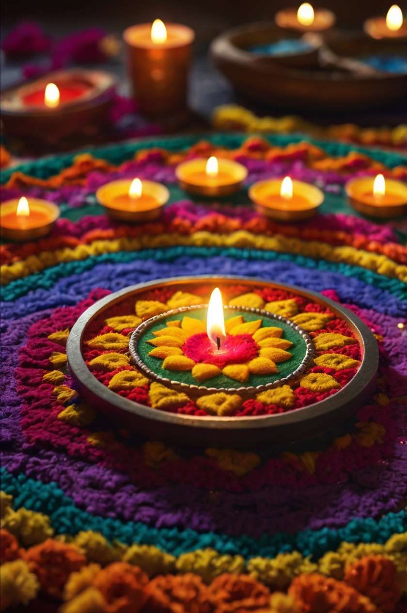 happy diwali wishes images with lamp and diyas