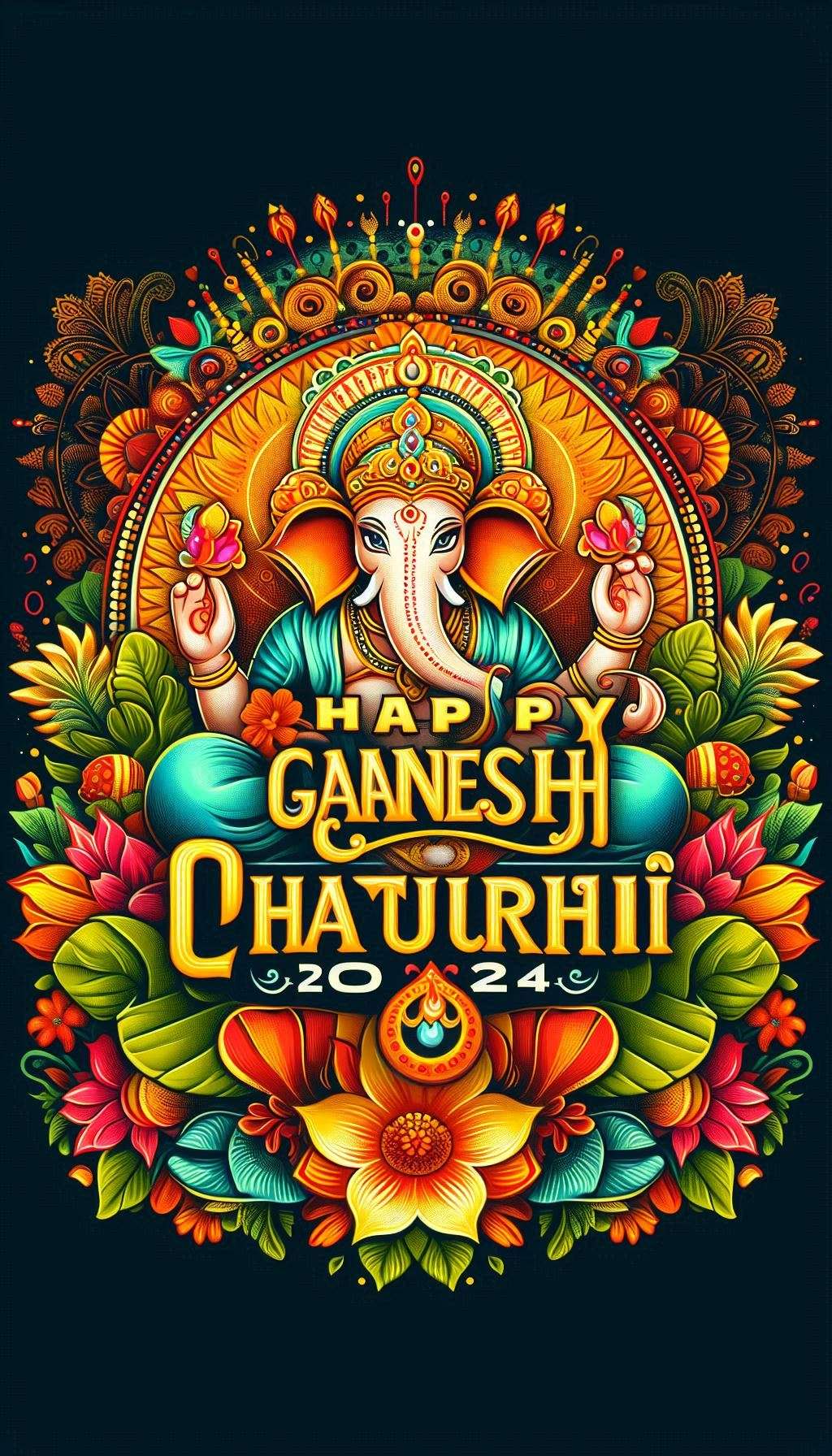 Download Free happy ganesh chaturthi 2024 pictures with custom messages for websites, slideshows, and designs | royalty-free and unlimited use.