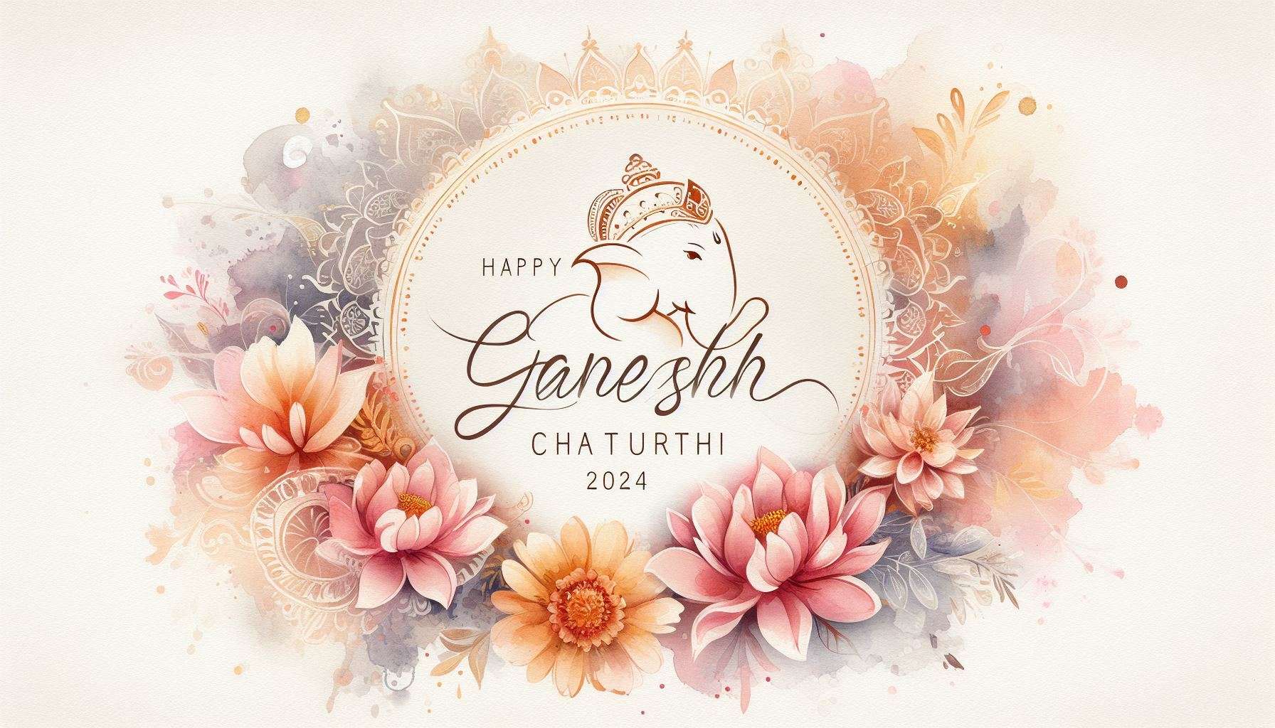 Happy Ganesh Chaturthi Geometric Mandala Style