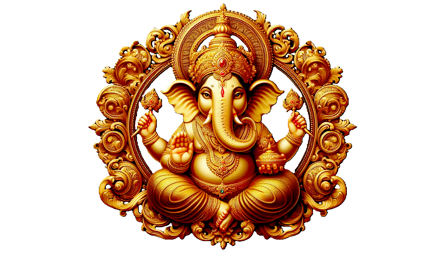 Download Free Happy Ganesh Chaturthi Gold Ganesha png image for Websites, Slideshows, and Designs | Royalty-Free and Unlimited Use.