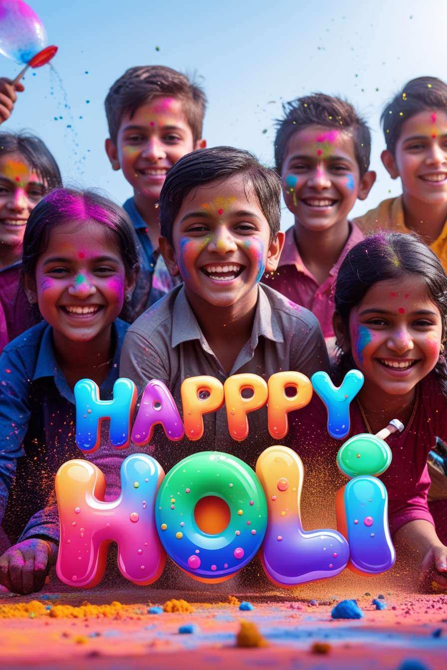 Happy Holi Celebration With Family And Kids - Royalty Free Happy Holi Image | Pngmagic Free Download Happy Holi Celebration With Family And Kids - High Quality Happy Holi Background