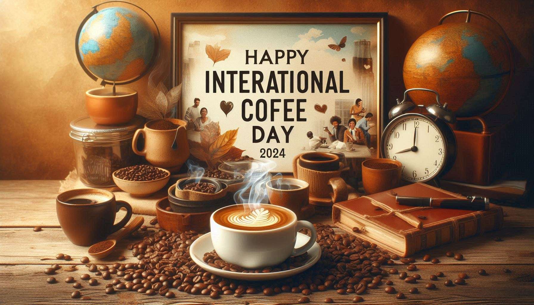 Download Free happy international coffee day 2024 high-resolution images for websites, slideshows, and designs | royalty-free and unlimited use.