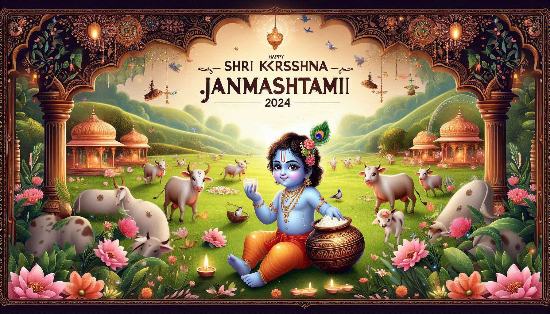 happy janmashtami 2024: send these wishes, images, whatsapp and facebook status, messages, and more to your friends on krishna janmashtami