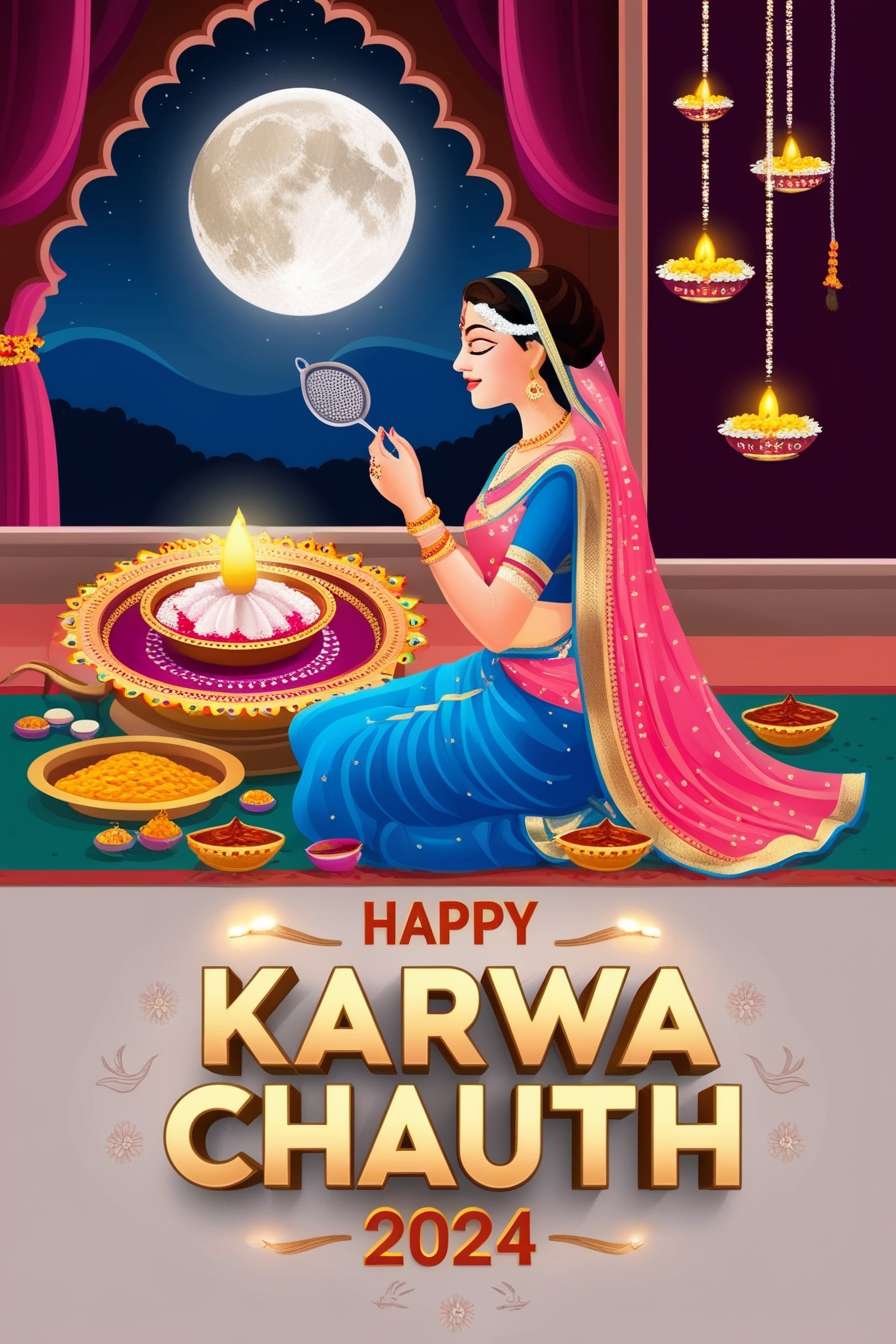 happy karwa chauth greeting card for wife