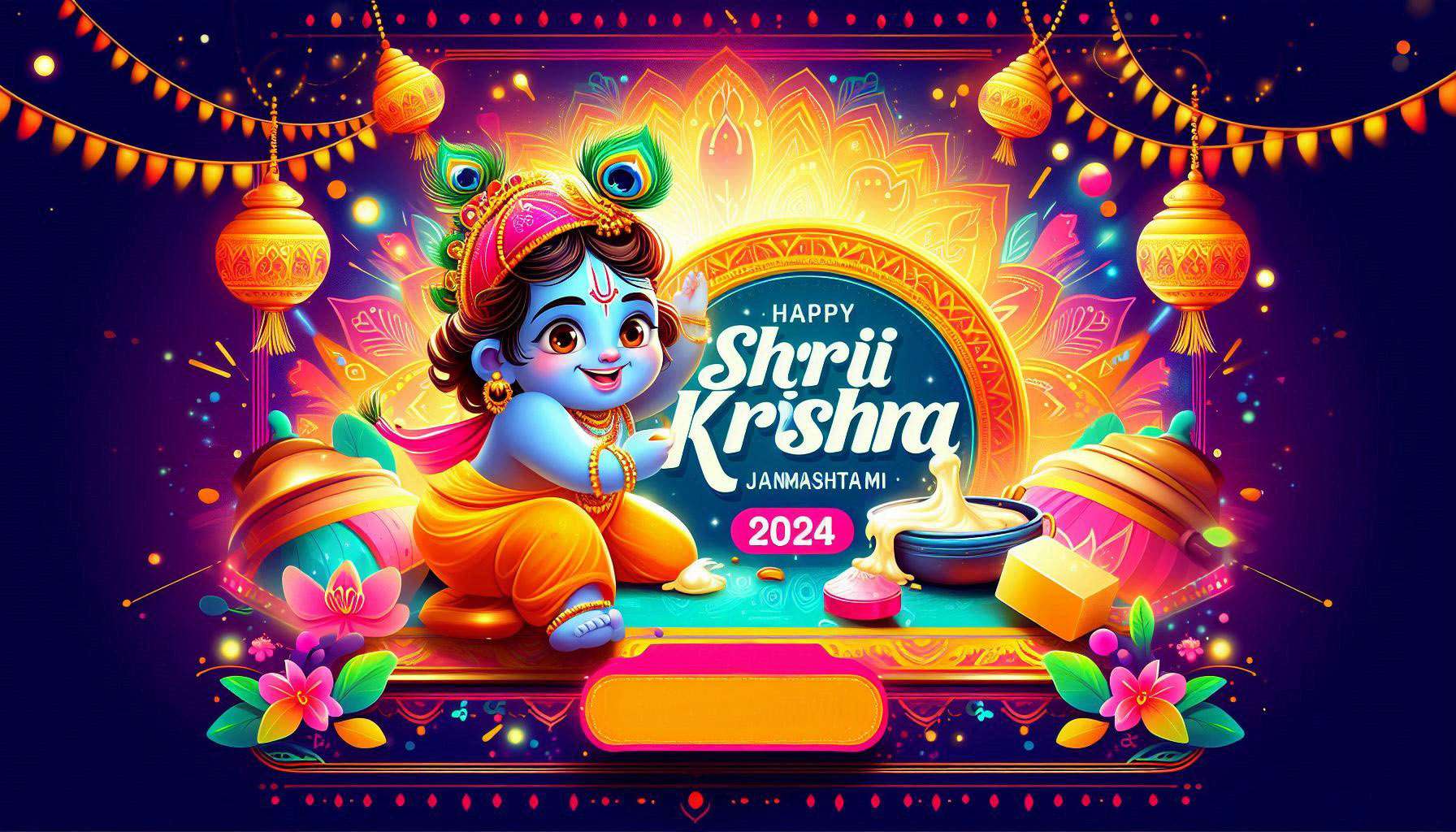 happy krishna janmashtami 2024 sms, quotes, and hd pics