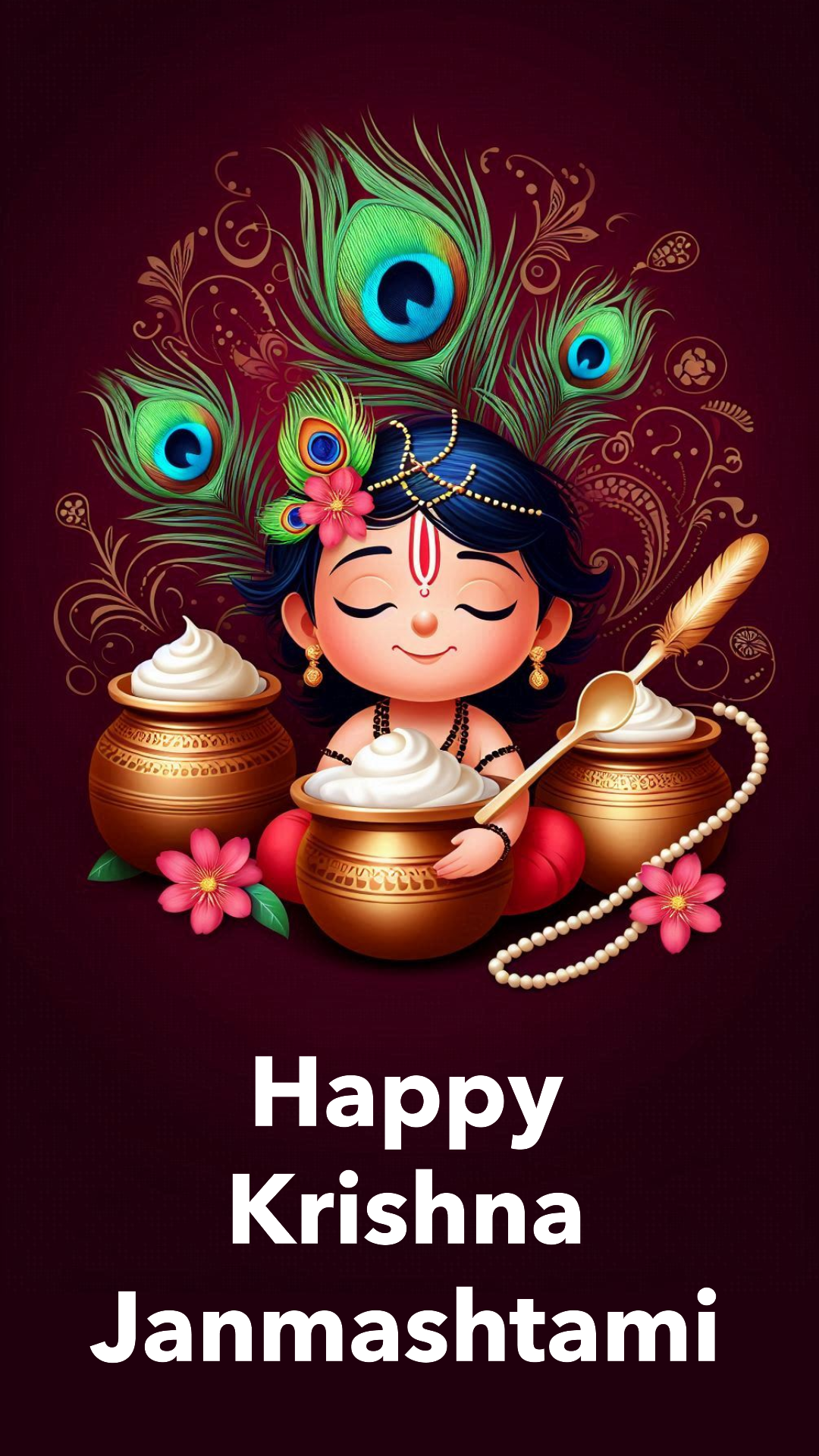 happy krishna janmashtami images download featuring child krishna eating makhan