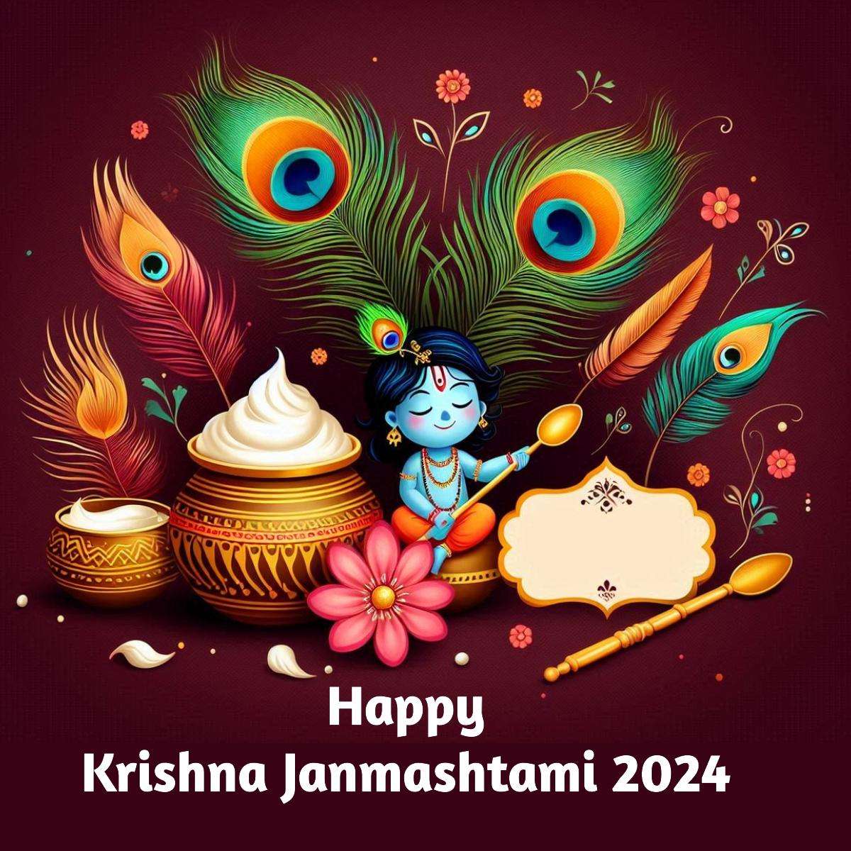 happy krishna janmashtami images with flute and child krishna download