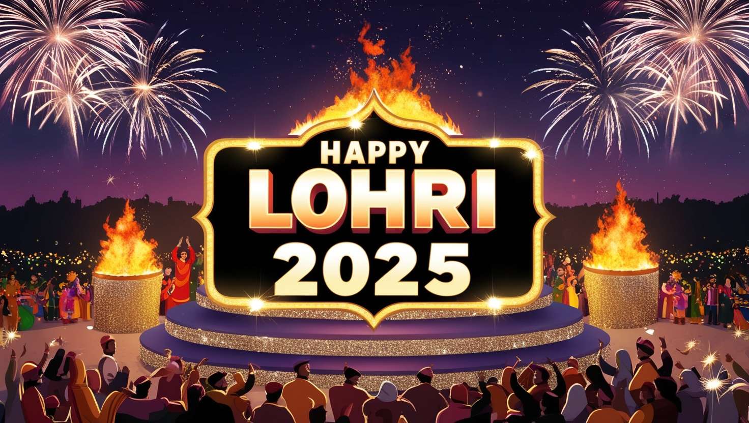 happy lohri 2025 with festive decorations