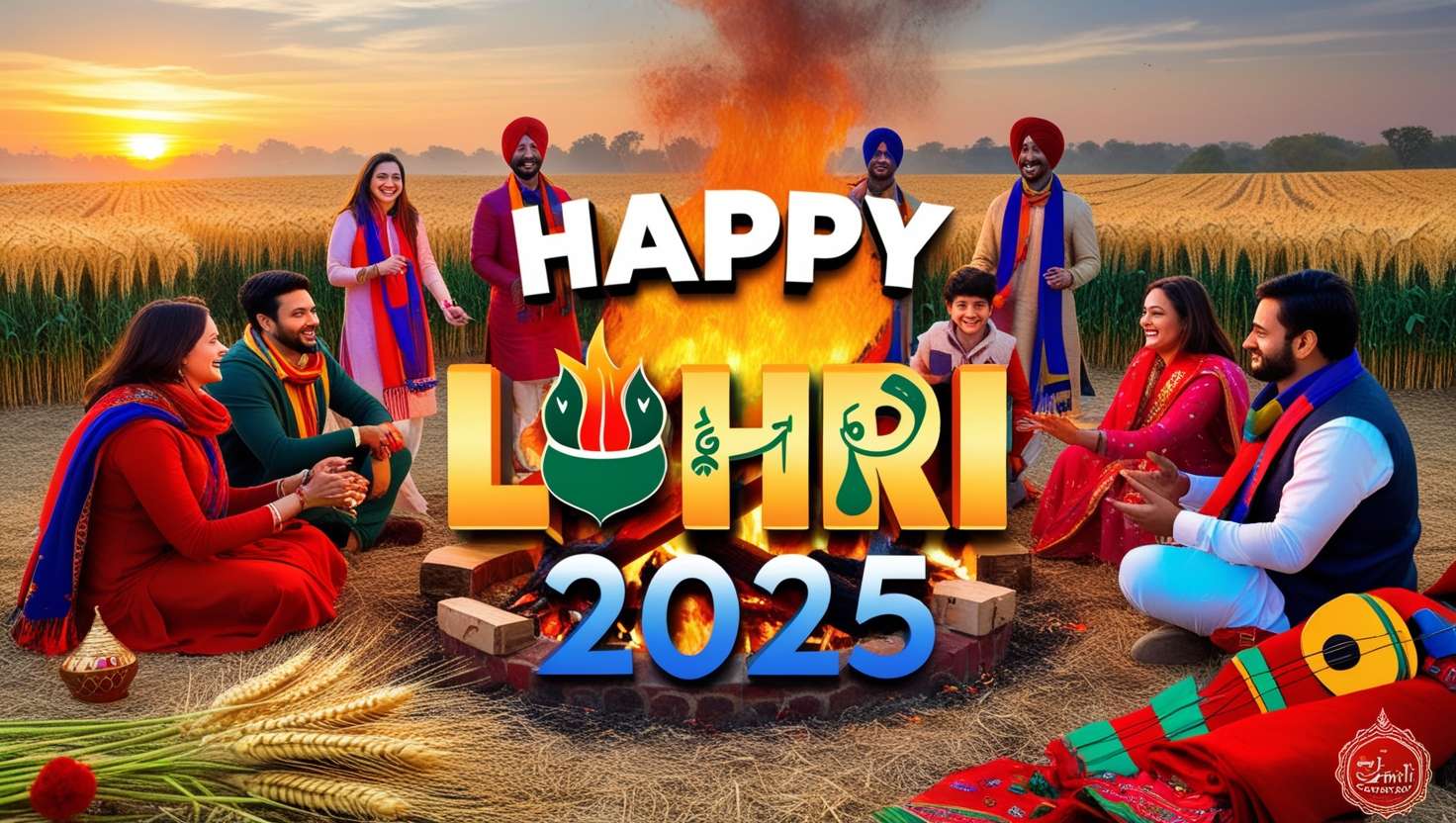 happy lohri 2025 with kites and sweets images