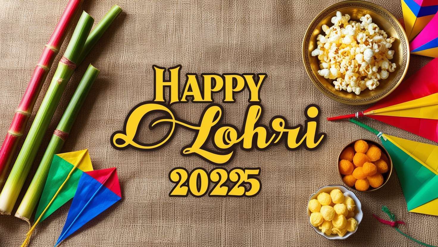 happy lohri greetings 2025 with festive colors