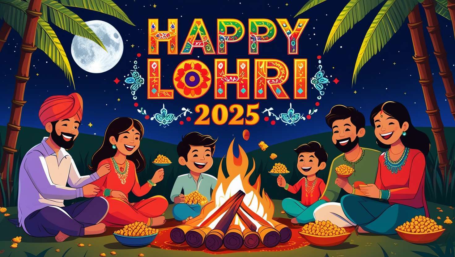 happy lohri greetings 2025 with punjabi theme