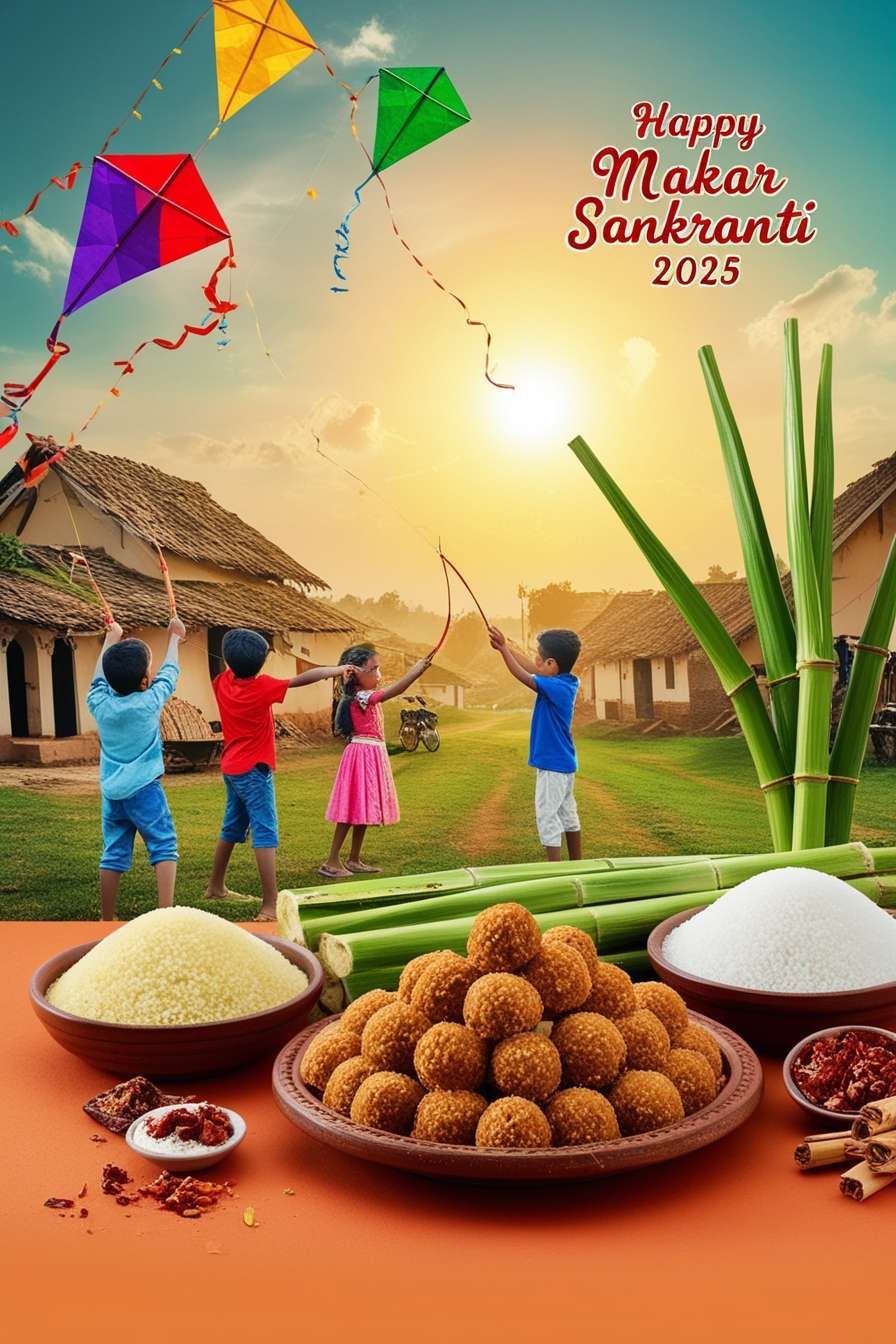 happy makar sankranti 2025 images with traditional backgrounds