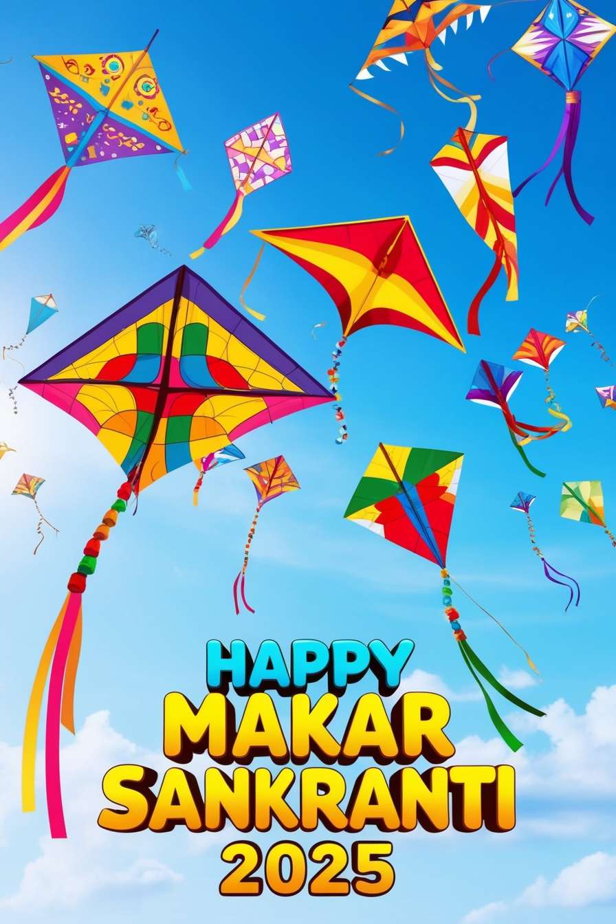 happy makar sankranti 2025 kites and sun-themed images