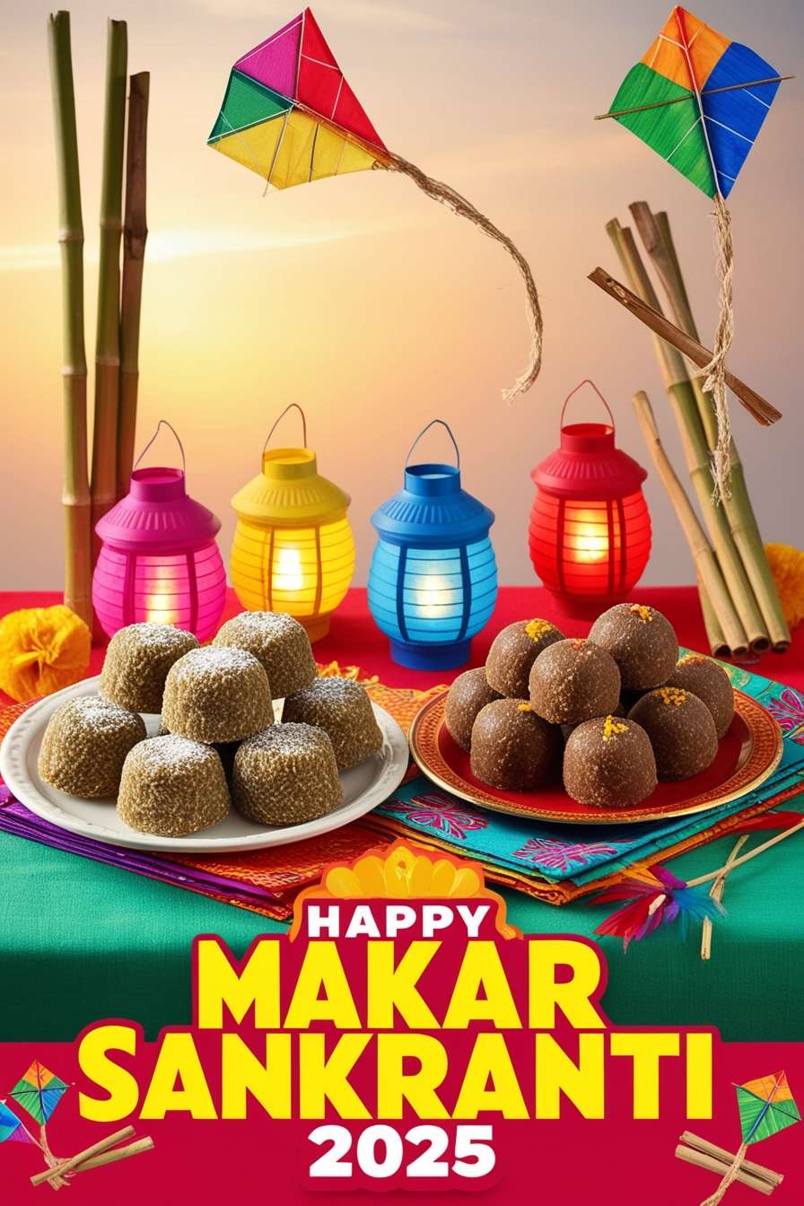 happy makar sankranti 2025 til laddus png images