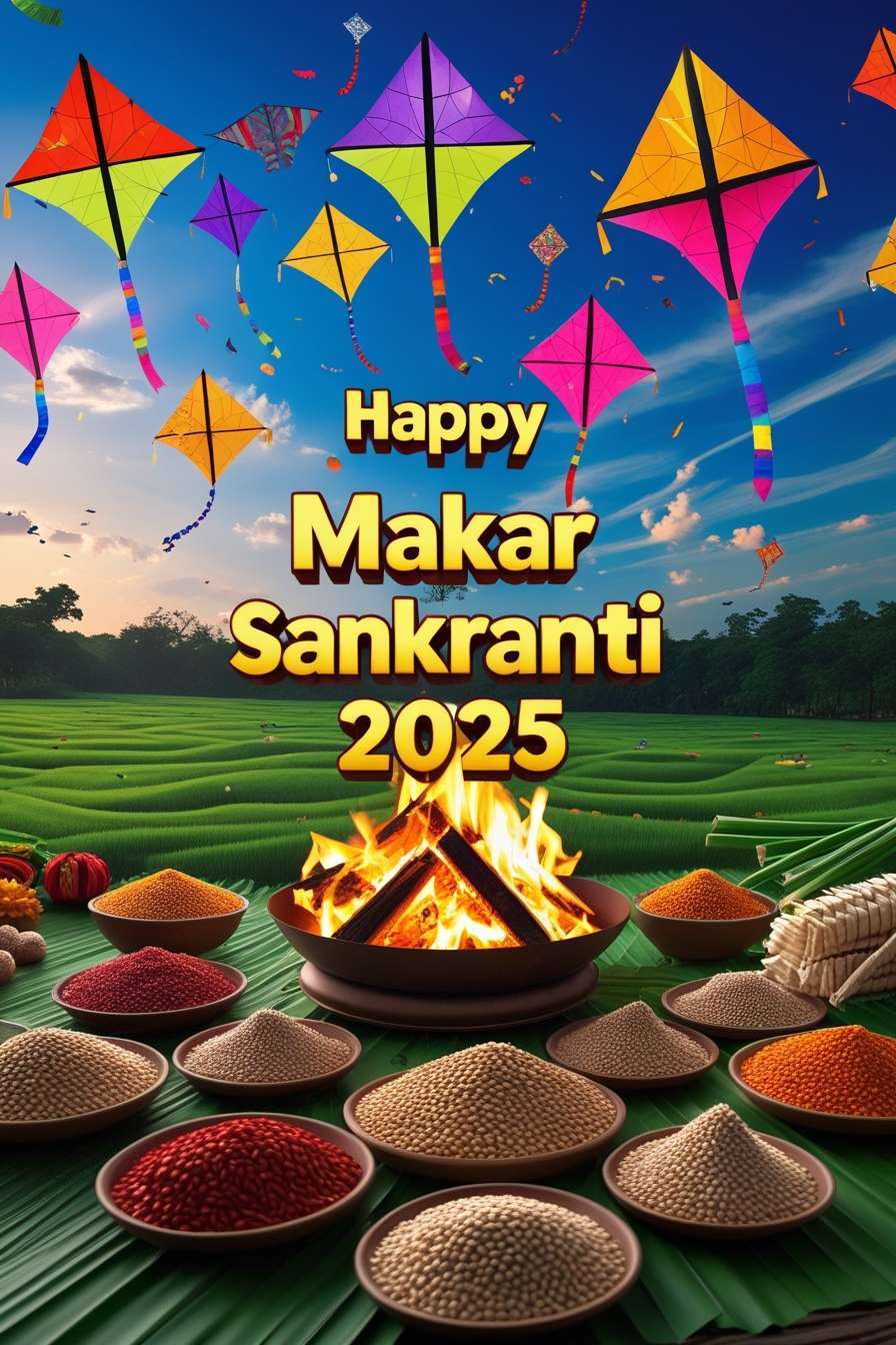 happy makar sankranti 2025 with colorful rangoli pictures