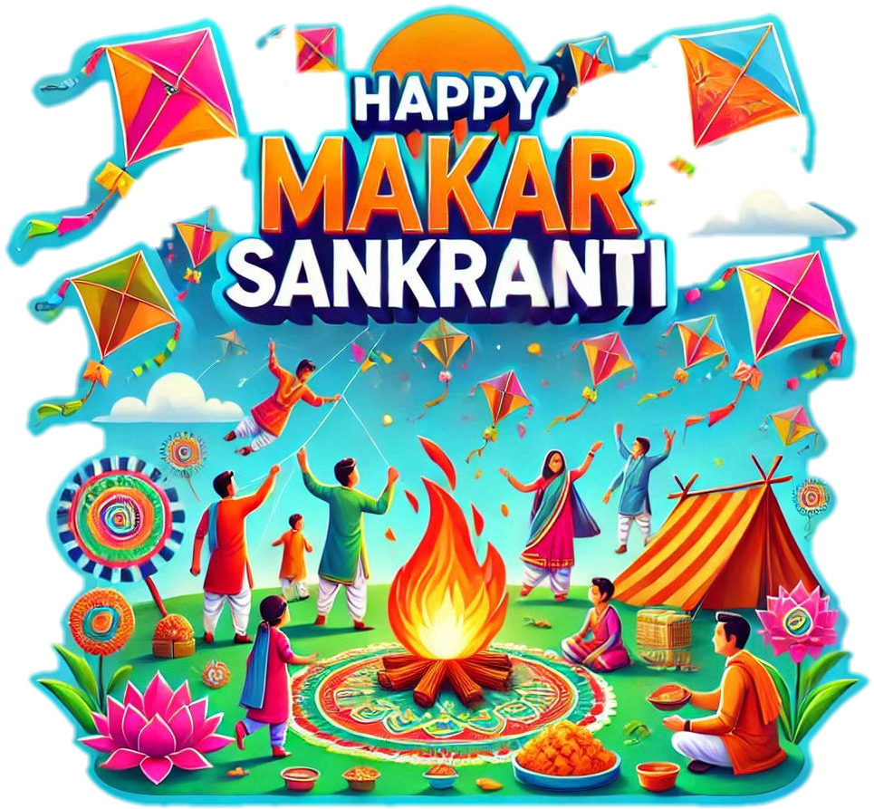 happy makar sankranti png designs with english text