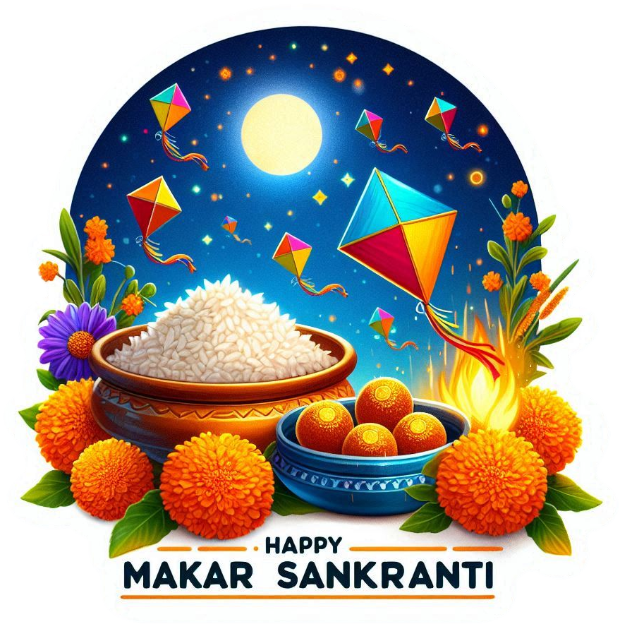 happy makar sankranti png with festive elements