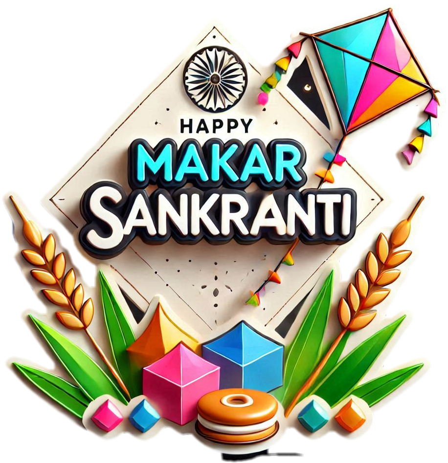 happy makar sankranti png with kites and sweets