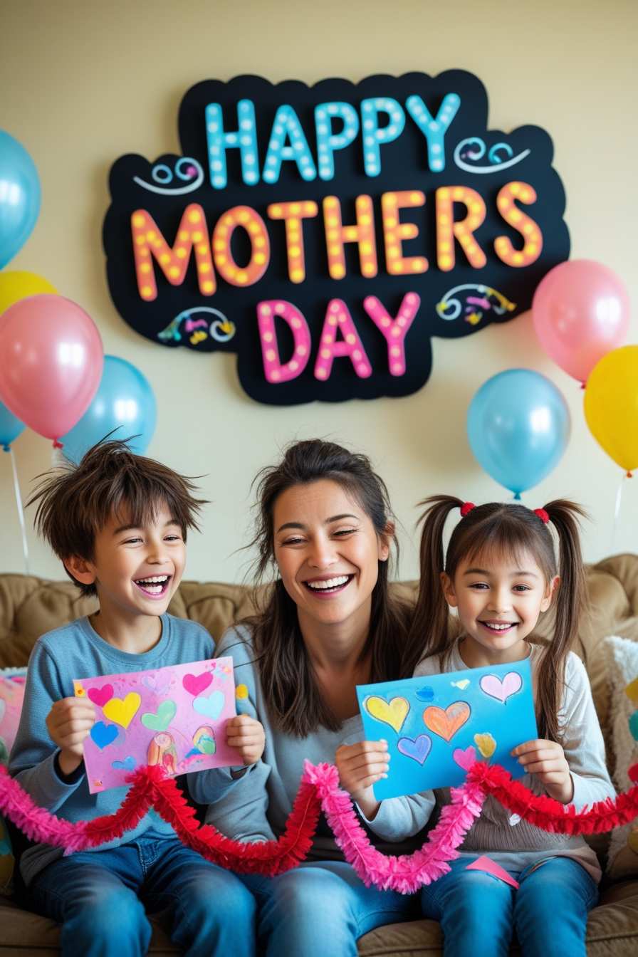 happy mothers day greeting card for kids