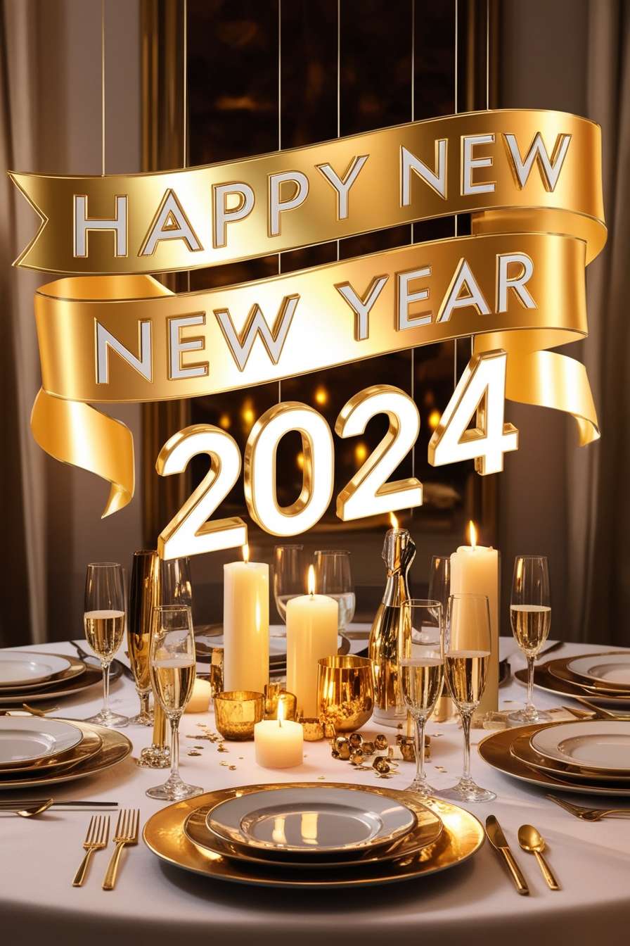 happy new year 2024 party theme wallpapers hd