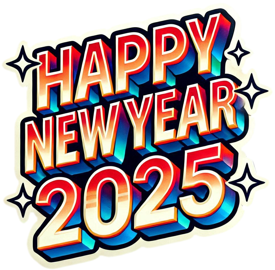 happy new year 2025 text png for website headers