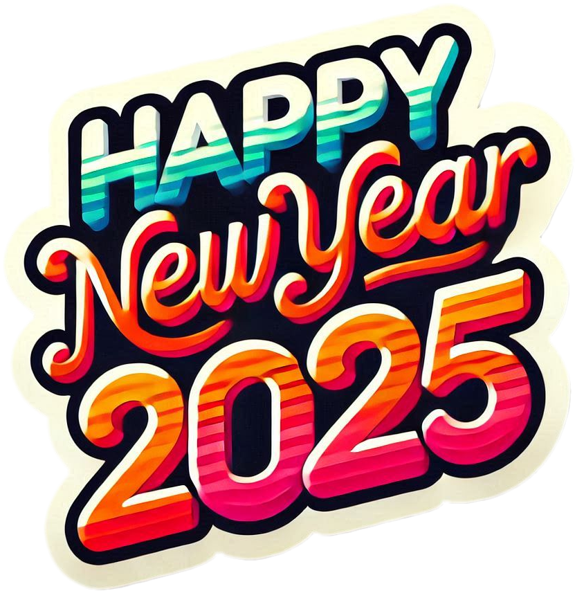 happy new year 2025 text png with fireworks effects