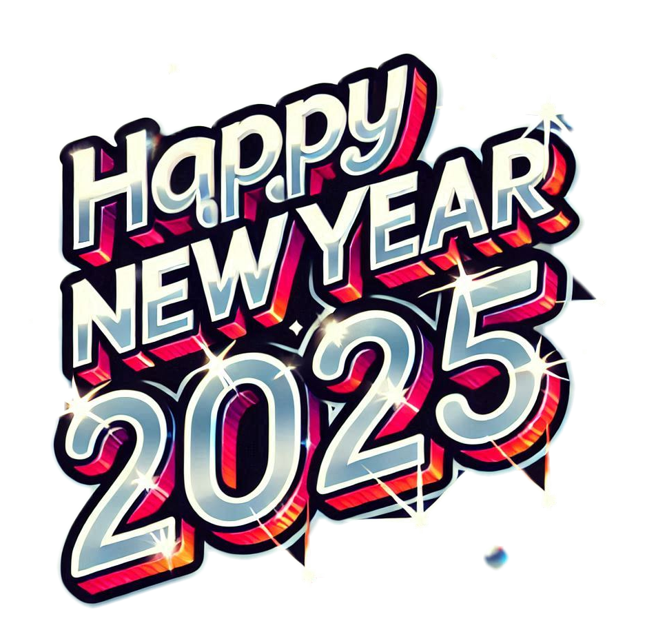 happy new year 2025 text png with sparkling effects