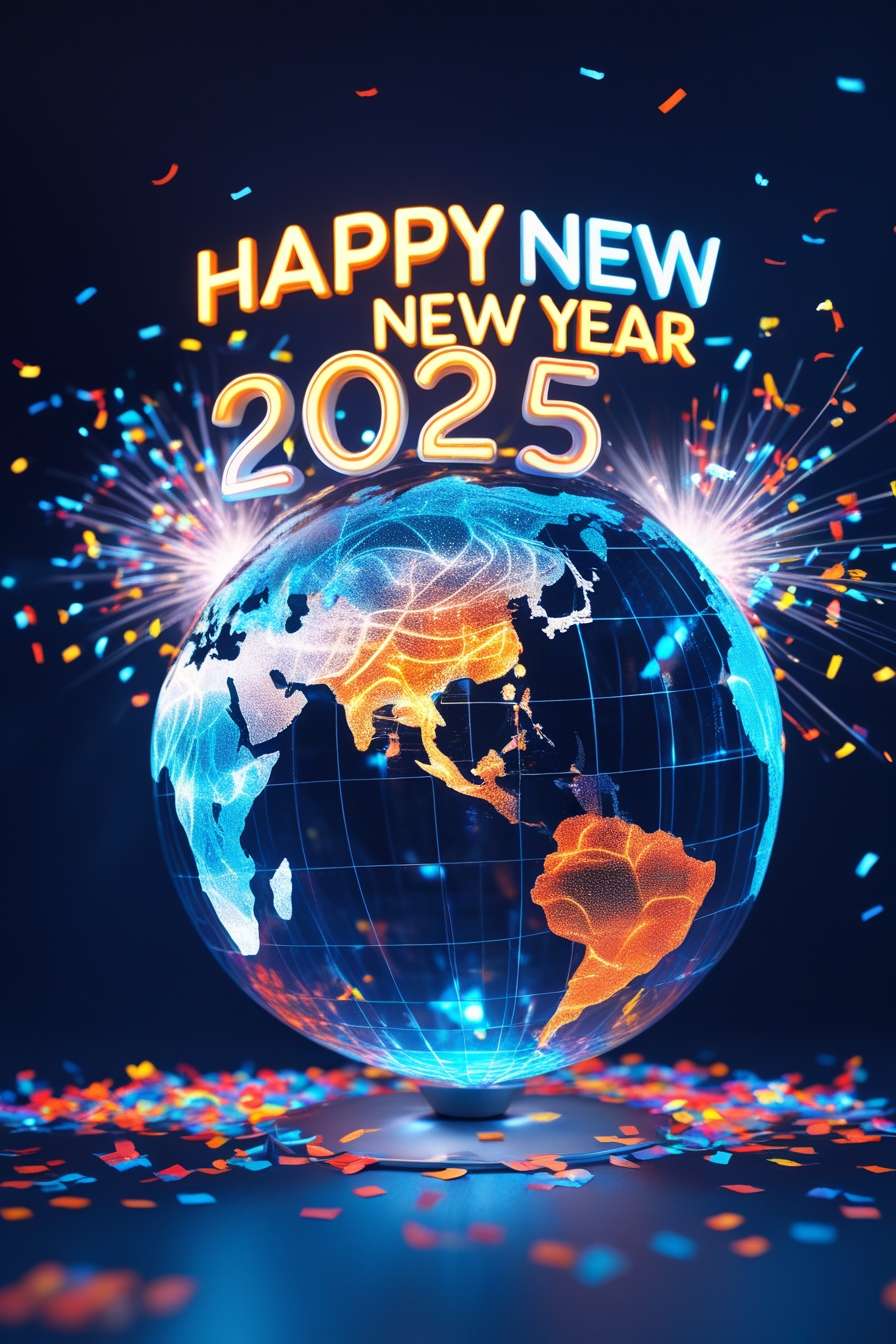 happy new year 2025 wish with confetti effects