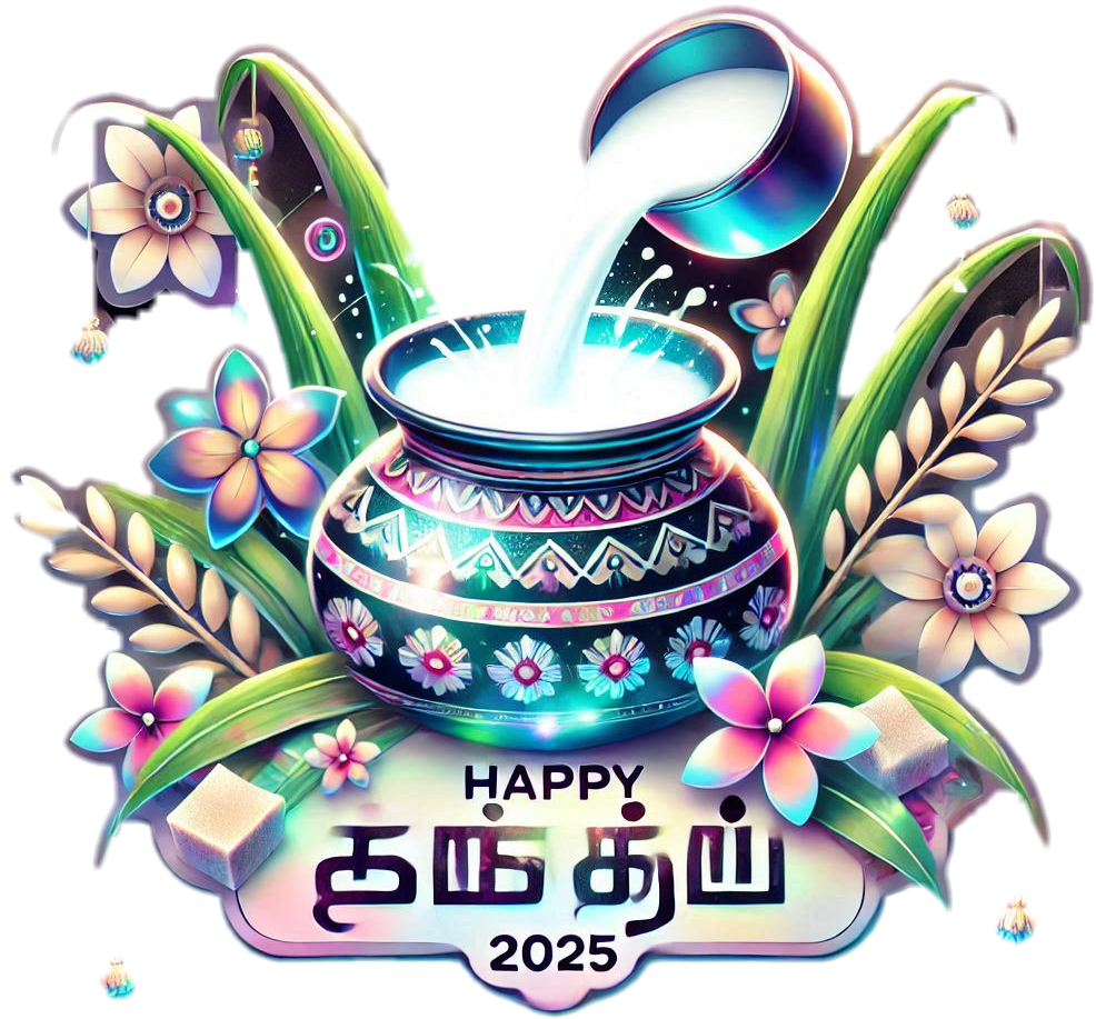 happy pongal 2025 png with flowers