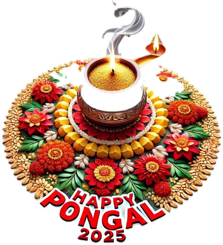 happy pongal greetings png with 3d effects