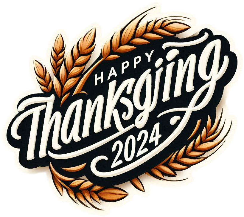 happy thanksgiving 2024 png with modern font style