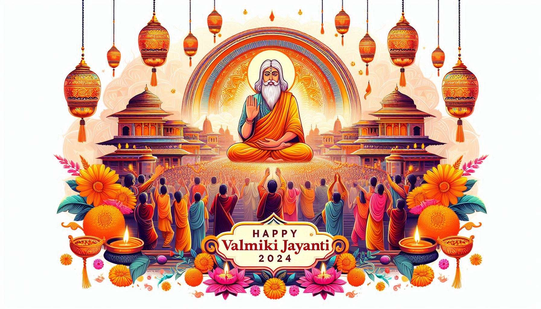 Download Free happy valmiki jayanti 2024 for websites, slideshows, and designs | royalty-free and unlimited use.