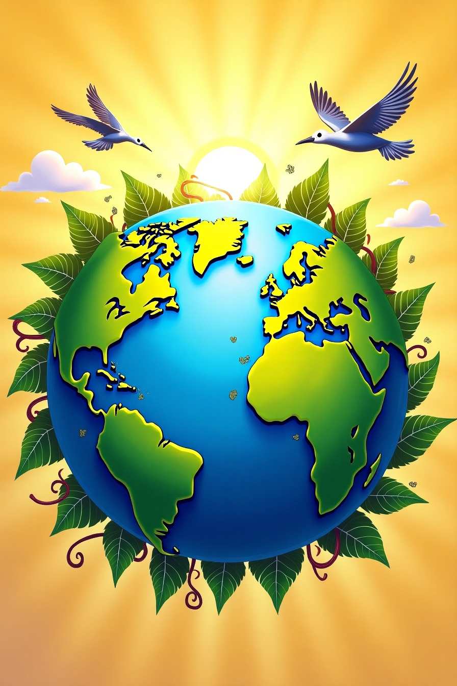 Happy World Earth Day 2025 with nature background