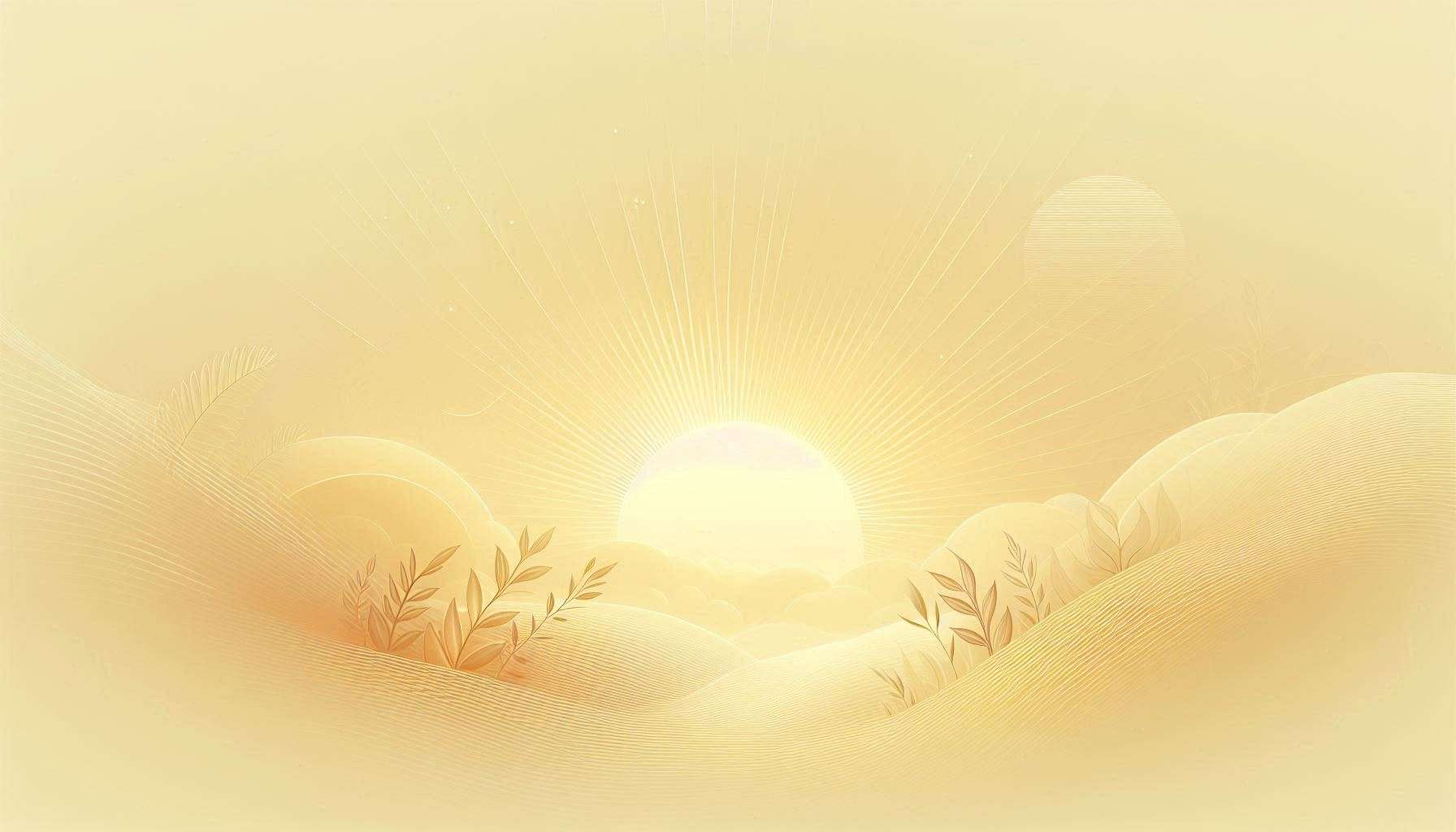 hd light yellow background with mountain and sun and cloud