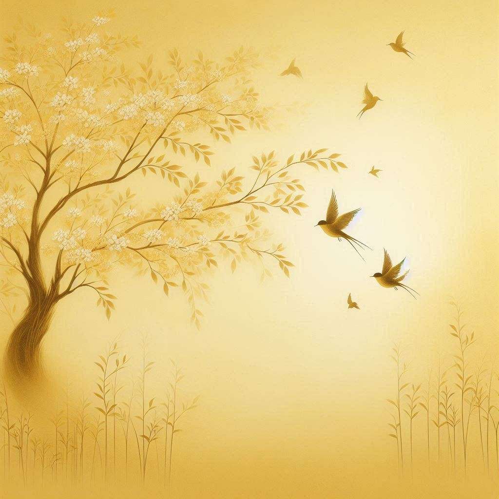 hd light yellow background with tree