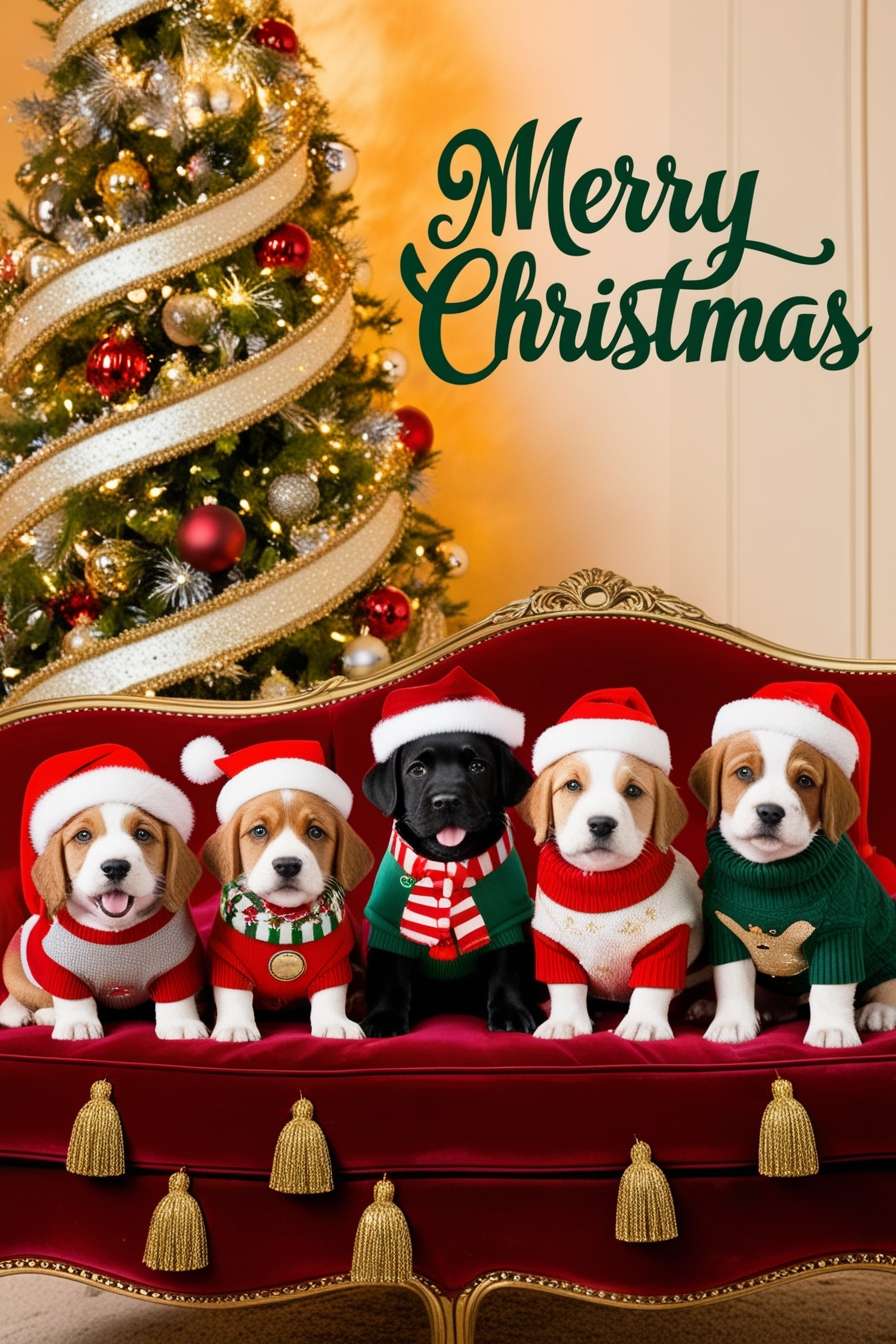 hd merry christmas dog image with reindeer costume