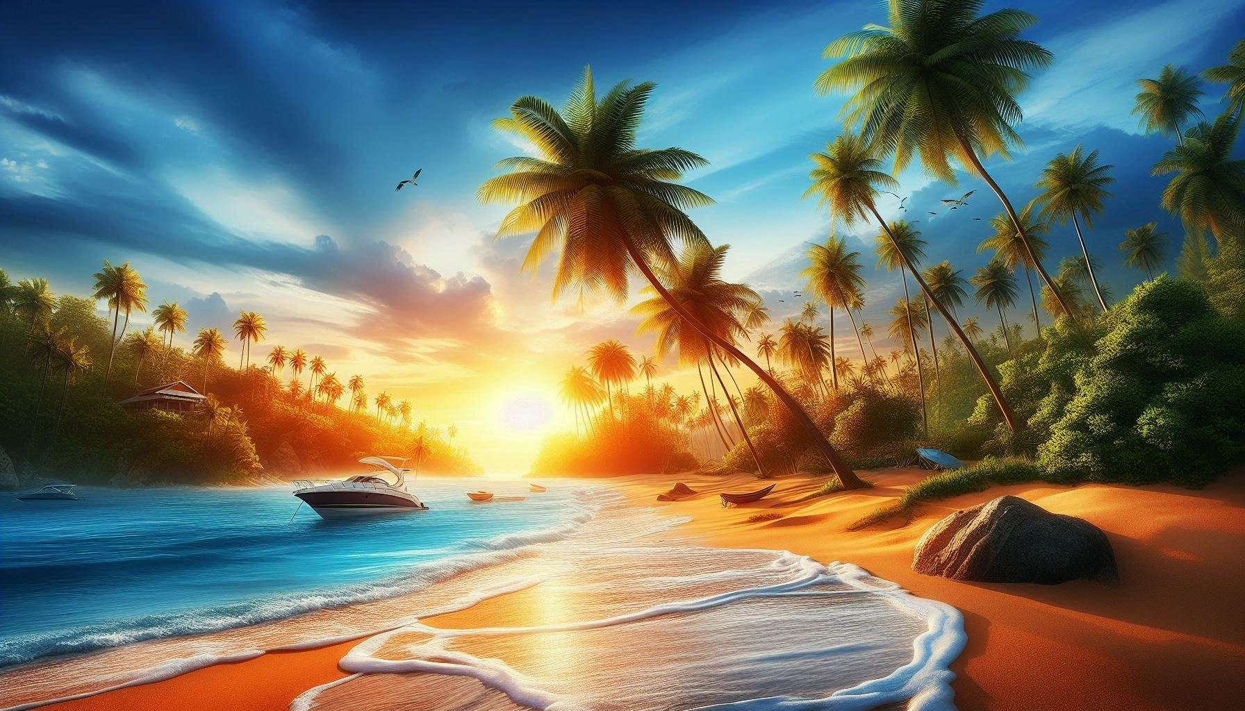 hd nature background of beaches and palm trees