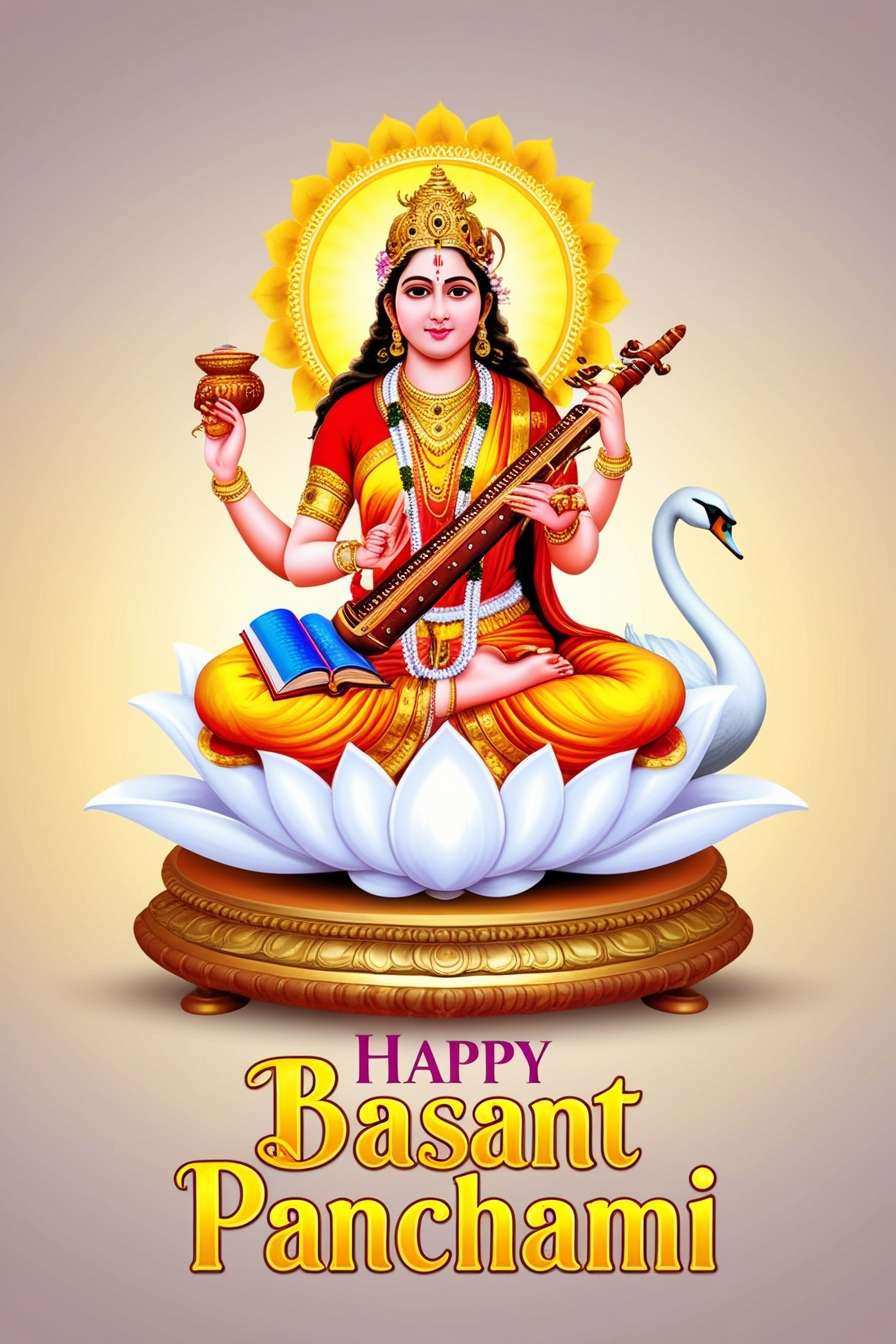 high-quality basant panchami greeting card png