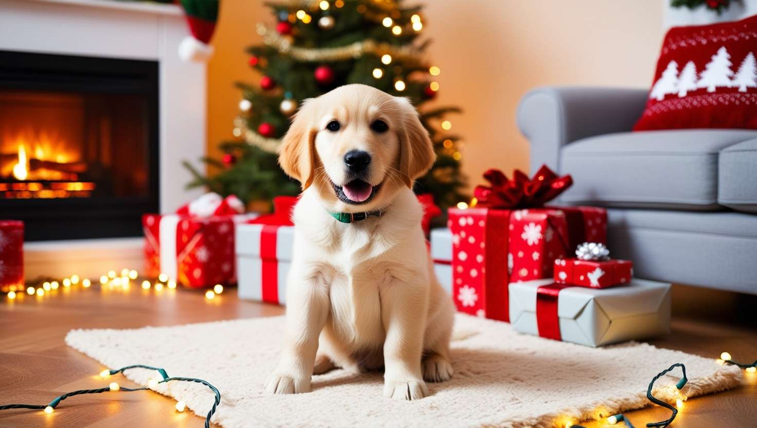 high-quality merry christmas dog image for printing