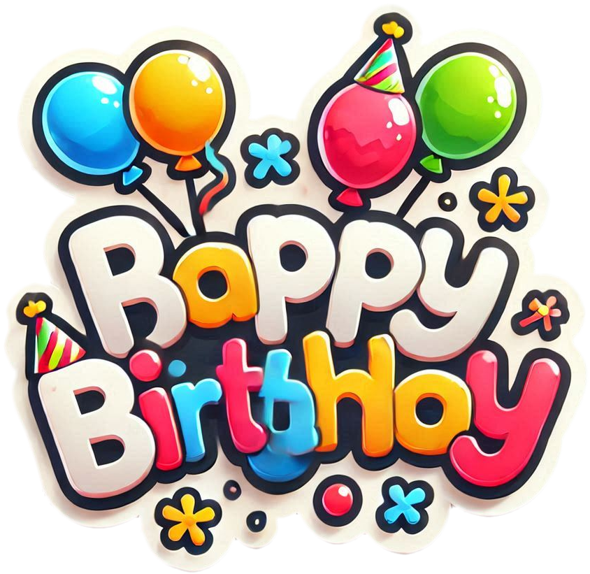 high-resolution colorful balloon happy birthday text