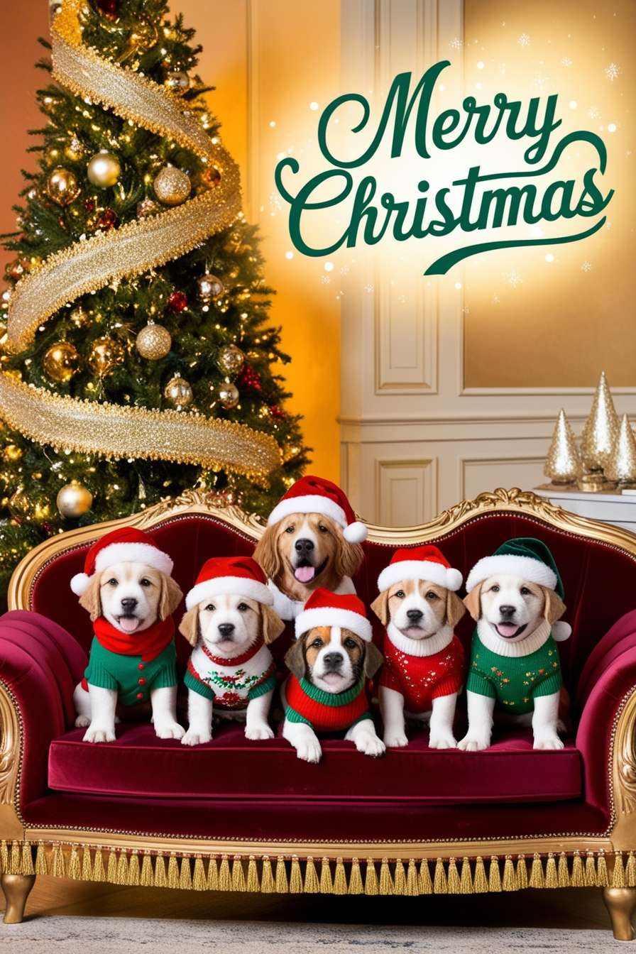 holiday-themed merry christmas dog image free download