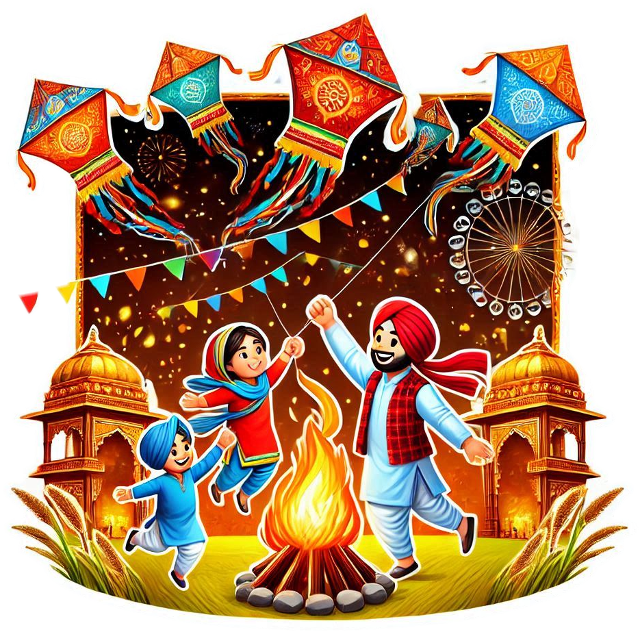 india lohri png with punjabi dhol designs