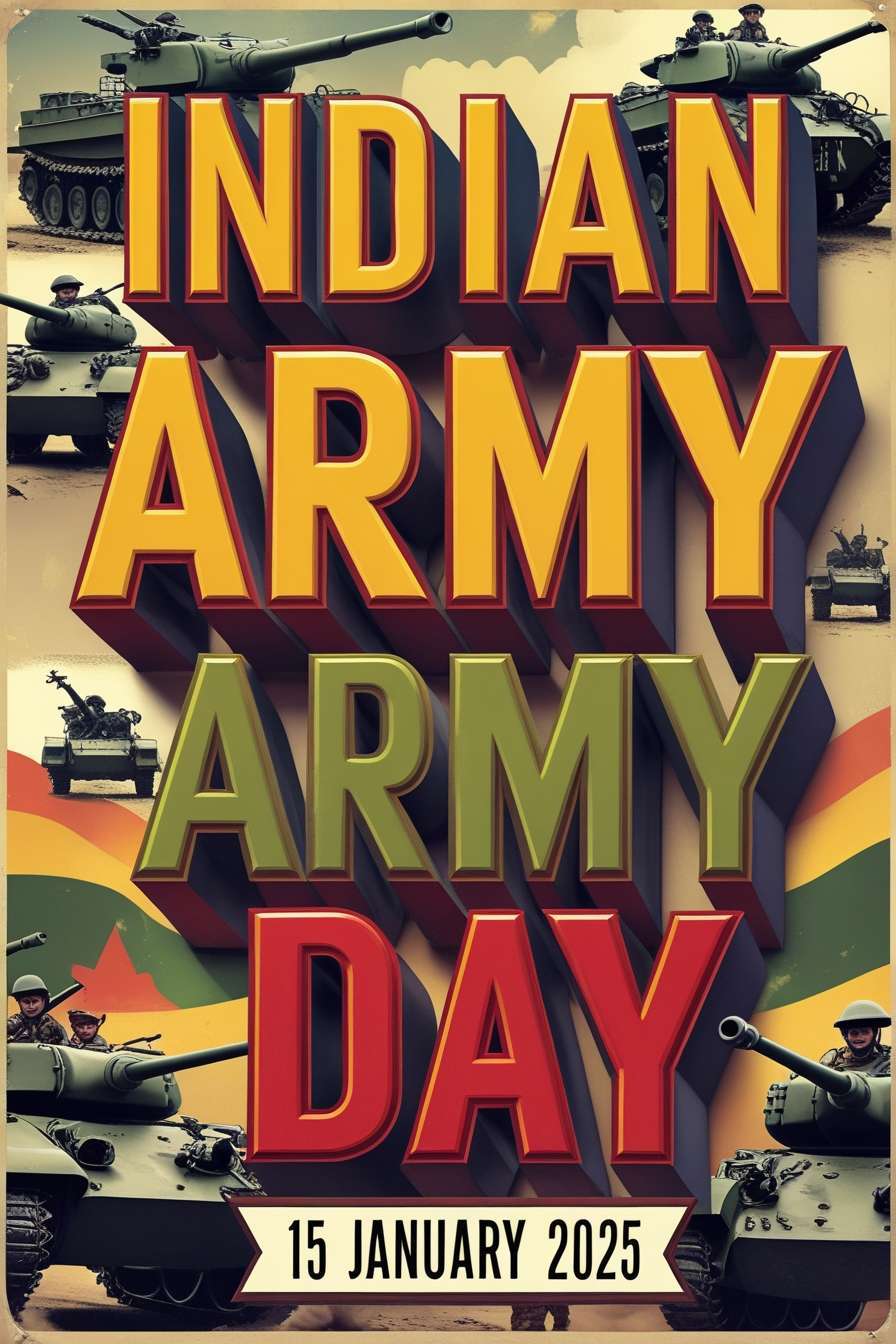 indian army day 2025 red and green images for posters