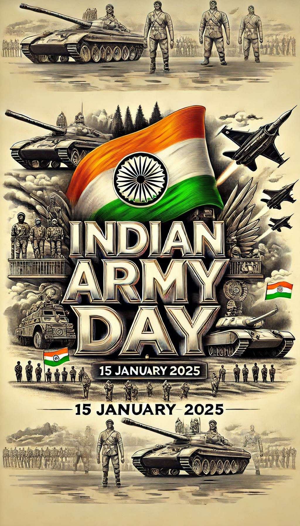 indian army day 2025 wallpaper with indian flag